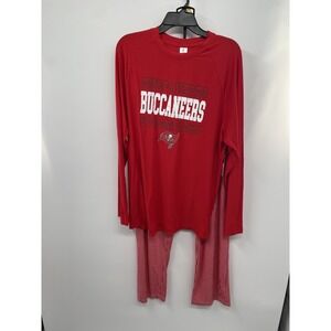 NFL Team Apparel Pajama Set Men's Large Red Tampa Bay Buccaneers Sleepwear NWT